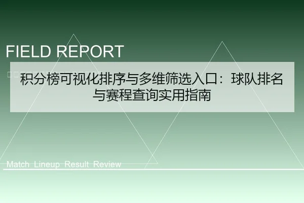 积分榜可视化排序与多维筛选入口：球队排名与赛程查询实用指南